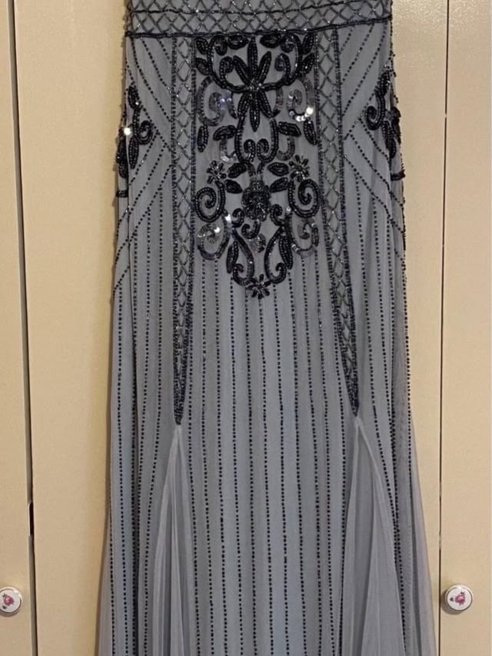 Jump Silver-Gray Beaded Maxi Dress